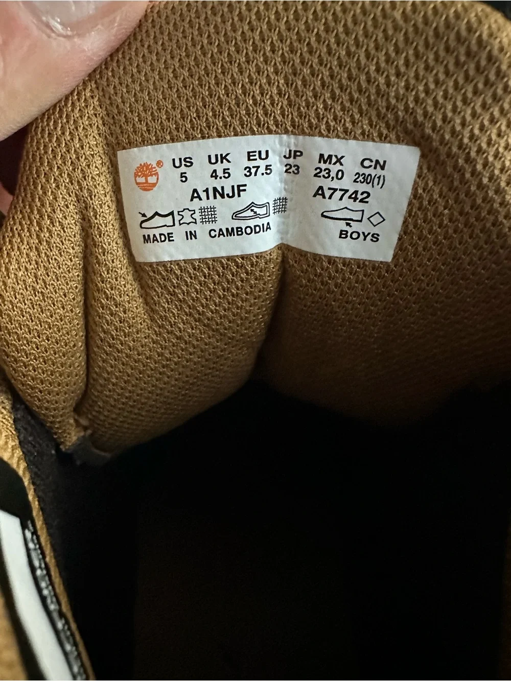 Timberland Kids Black Boots with Brown Soles and Tan Lining
